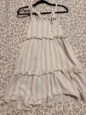 Rylee + Cru Cream Sundress with Blue and Yellow Stripes